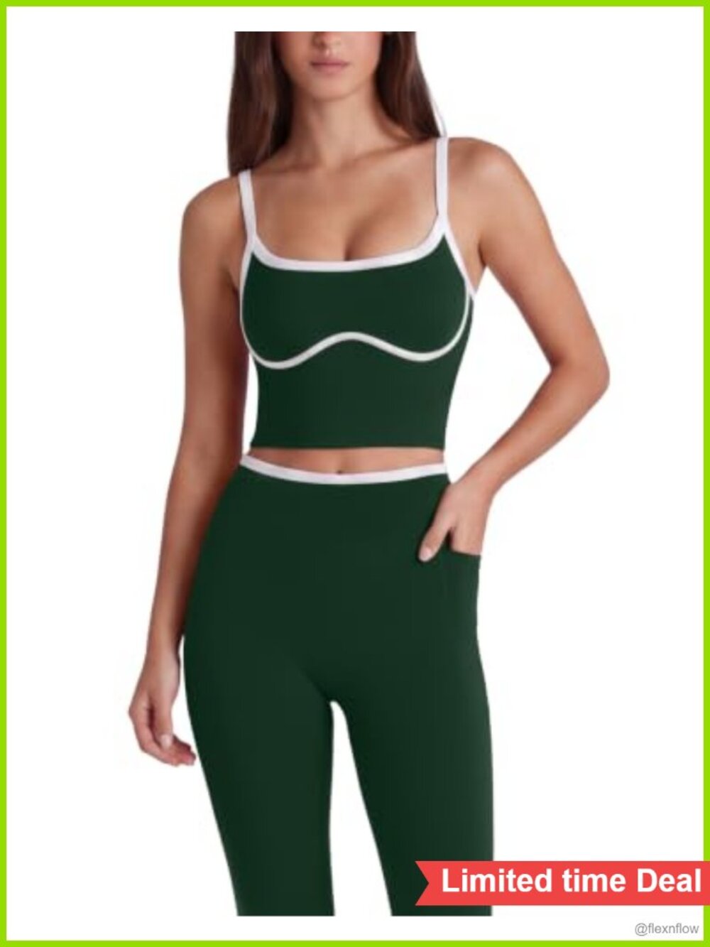 Womens Two Piece Workout Set Nylon Elastane Tank Top Leggings Gym Yoga